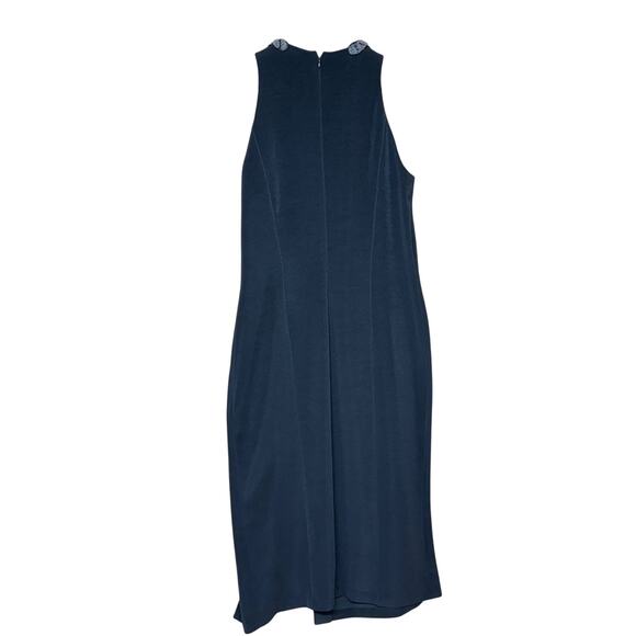 Alex Evenings Vintage Black Silver Beaded Tassel Neck Cocktail Evening Gown L - Picture 4 of 6